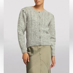 Sandro Melange Mohair Brushed Knit Cardigan size medium in Grey Italian yarn